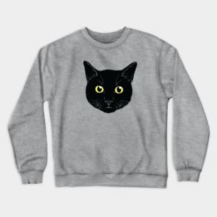 Black Cat Face Yellow Eyes Crewneck Sweatshirt